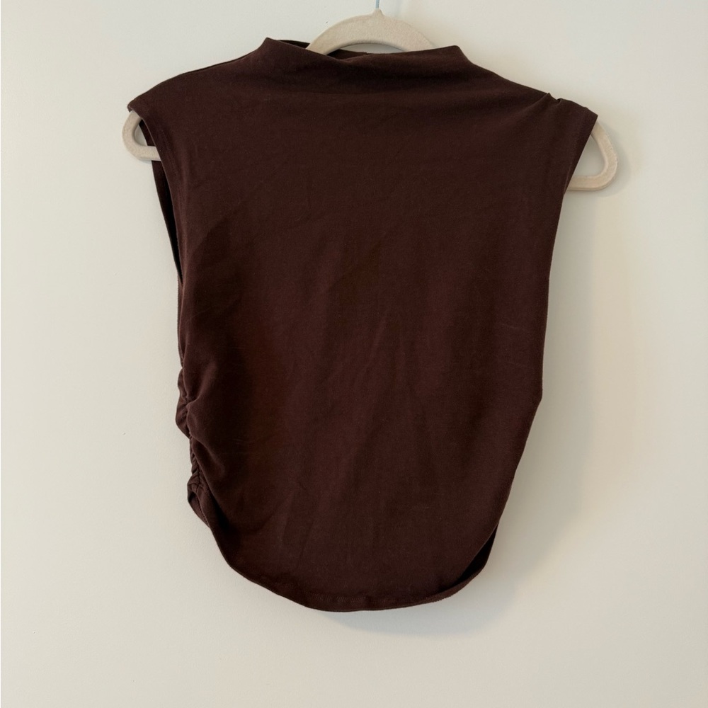Reformation Chocolate Fitted Ruched Tank Top